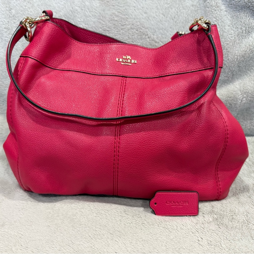 Coach Lexy Pebble Leather Shoulder Bag in Raspberry